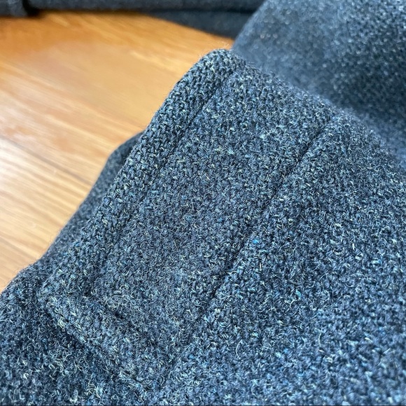 Vintage Harris Tweed 100% Wool Over Coat / Topcoat Long, Grey Blue, XXL - Picture 9 of 16